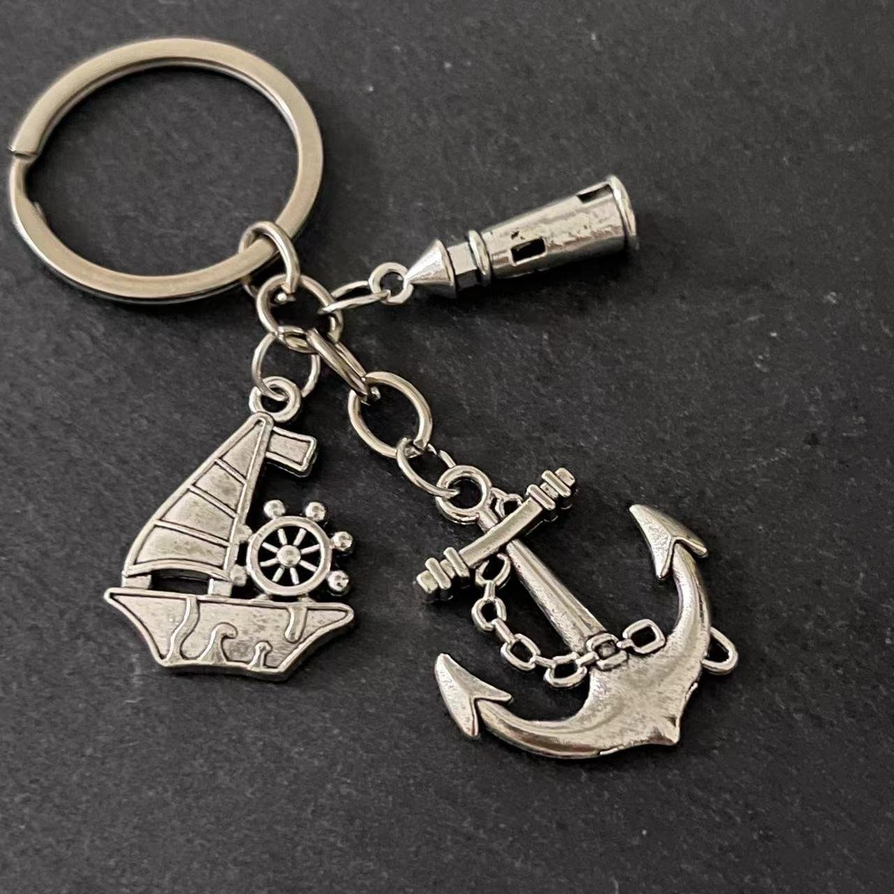 Nautical Keychain Sailboat Rudder Anchor Lighthouse Fashion Nautical DIY Keychain Accessories