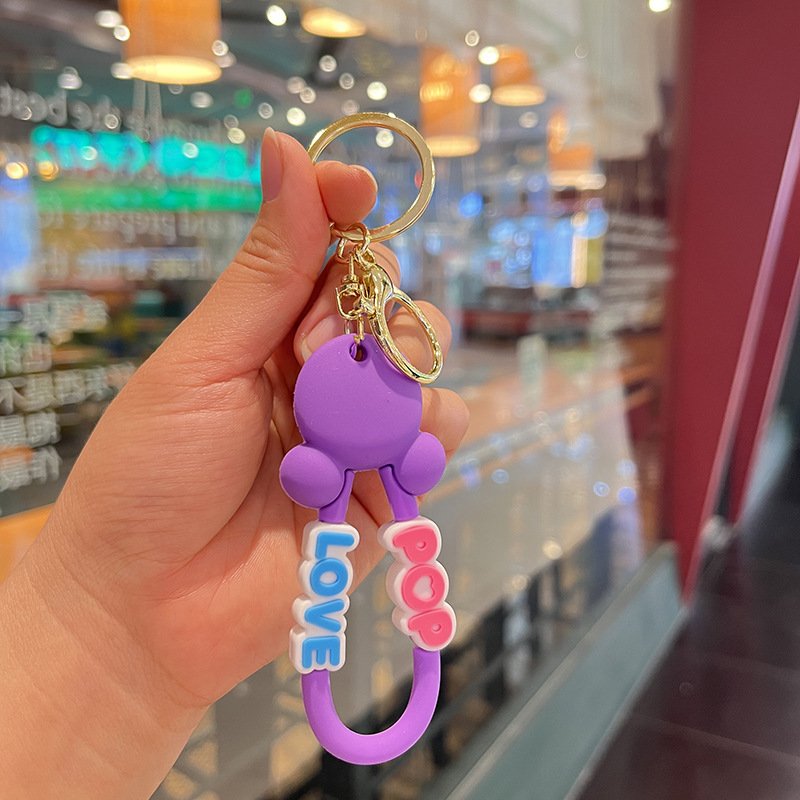 New Model Cute Cartoon Mickey Bracelet Keychain Soft Rubber Bracelet Keychain Car Bag Hanging Rope Accessories