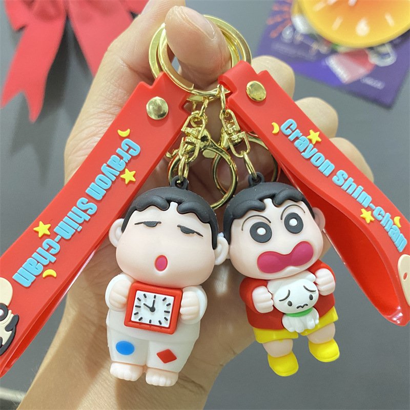3D Lovely Cartoon Crayon Shin-chan Keychain Pendant Kids Gift Anti-Lost Car Key Accessories Key Chain Custom PVC Keychains