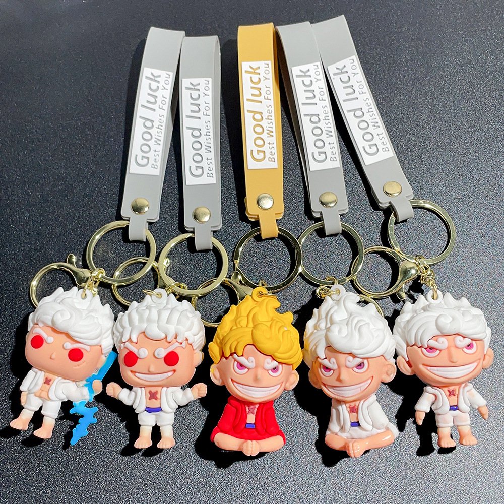 5 Designs High Quality Anime Keychain Accessories Luffy Nika PVC Rubber keychains Cosplay Car Key Backpack Keychains