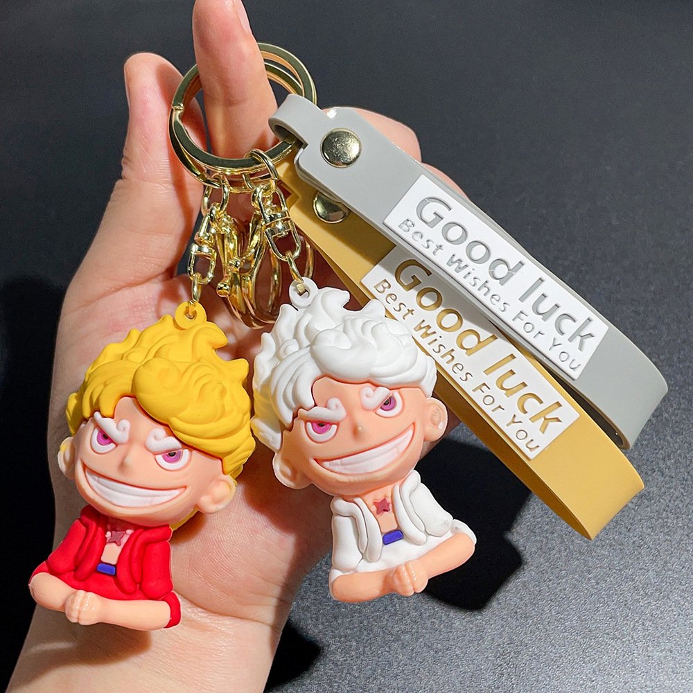 5 Designs High Quality Anime Keychain Accessories Luffy Nika PVC Rubber keychains Cosplay Car Key Backpack Keychains