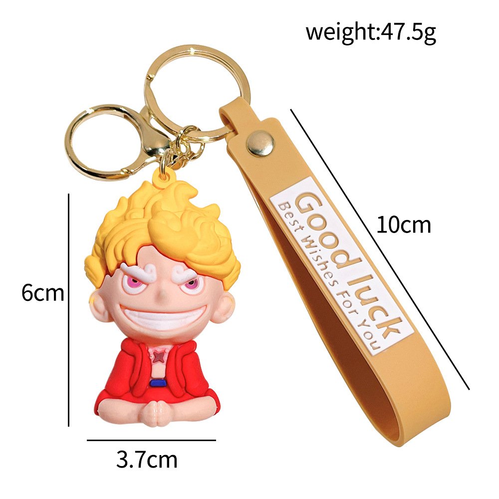 5 Designs High Quality Anime Keychain Accessories Luffy Nika PVC Rubber keychains Cosplay Car Key Backpack Keychains