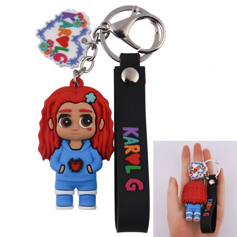 wholesale rubber Pompom 3D blm/bad bunny glowing Key Chain for Women Car Bag Accessories Karol G Key Ring