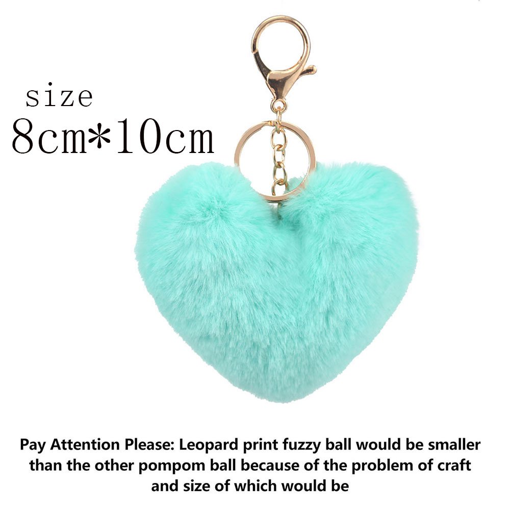 Heart Pom Pom Keychain Artificial Fur Ball Keychains Fluffy Accessories Car Bag Charm Key Chain Accessories Pompoms Keychains