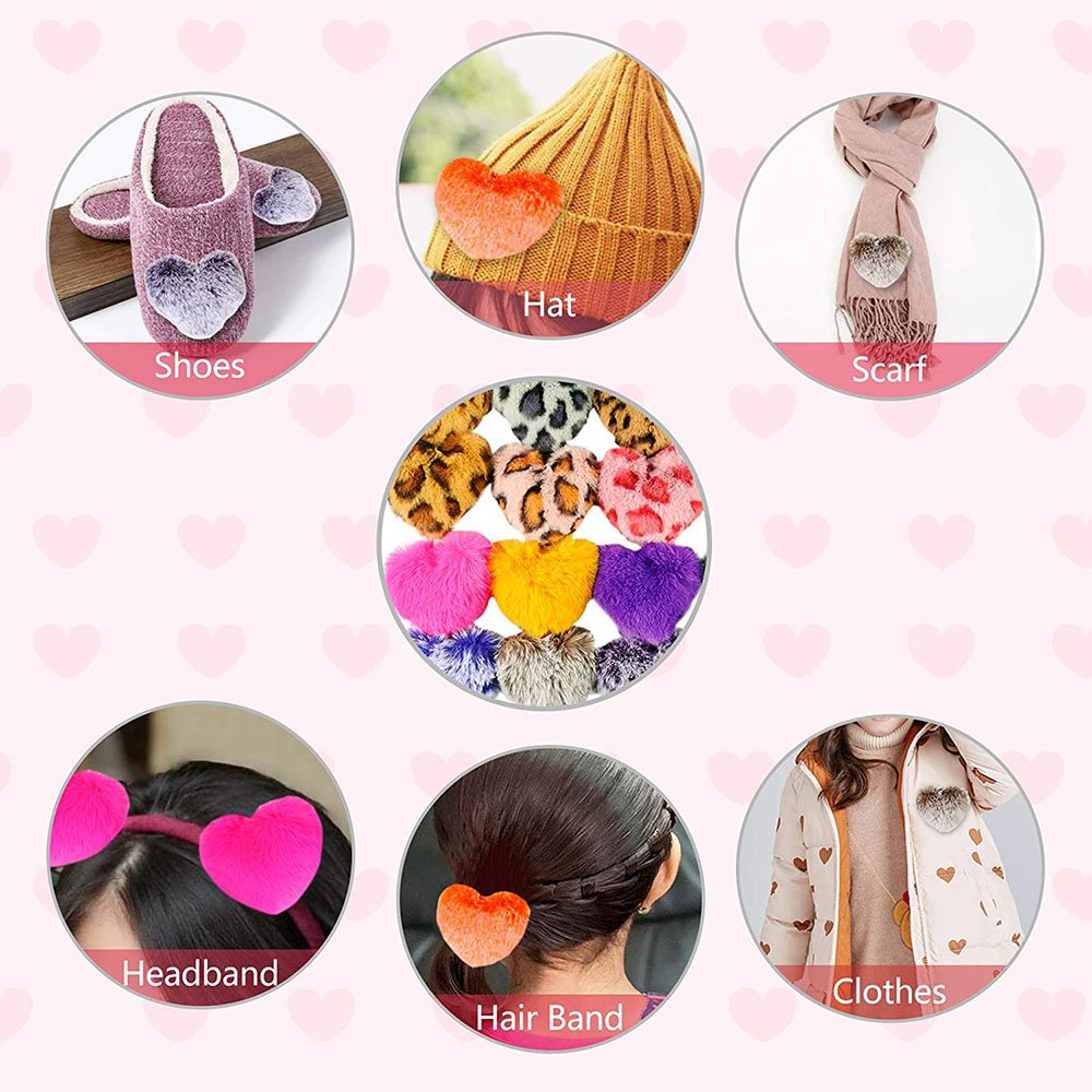 Heart Pom Pom Keychain Artificial Fur Ball Keychains Fluffy Accessories Car Bag Charm Key Chain Accessories Pompoms Keychains