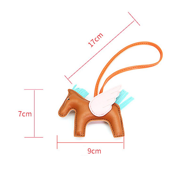 Wholesale PU Leather Lanyard Horse Animal Keychain Fashion Gift Wings Pony Leather Bag Pendant Gift Car Key Chain Handbag Charm