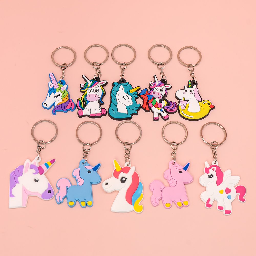 pvc keychain Cute Unicorn 4 cartoon rubber keychains custom key rings gift for bag Pendant accessories Jewelry wholesale