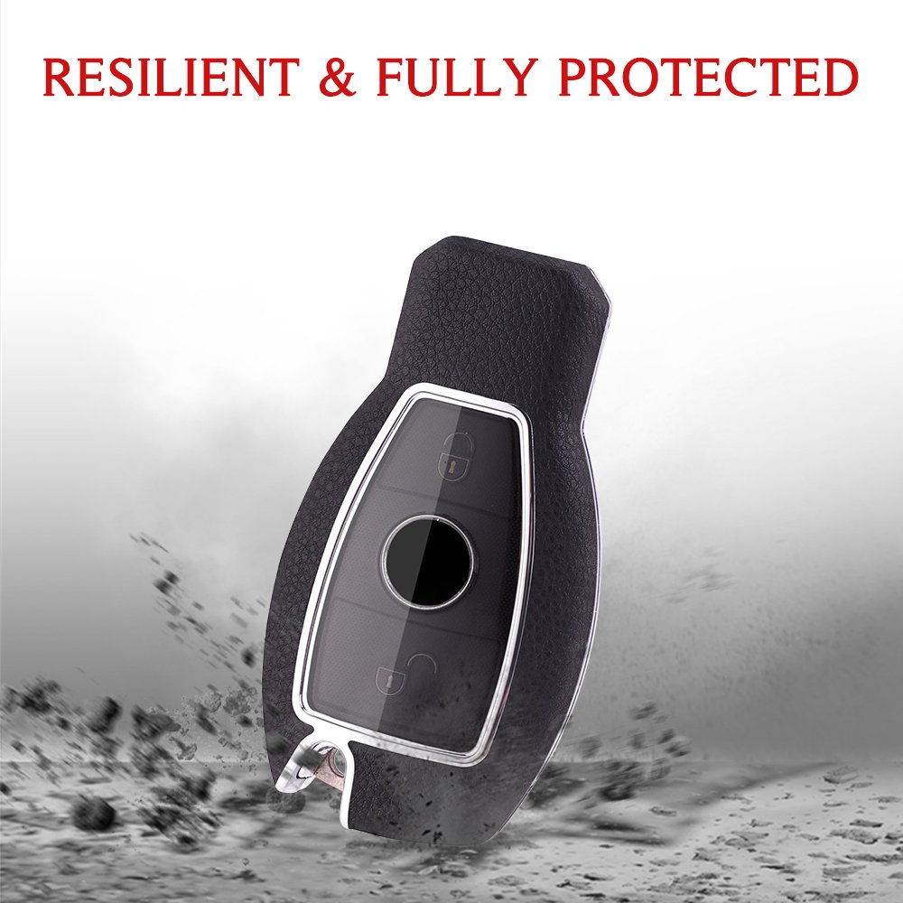 For Mercedes Benz leather Key Fob Cover 2/3 button key shell fit for Benz c200l/gla200/glc260/glk/V Class/e300 key cover