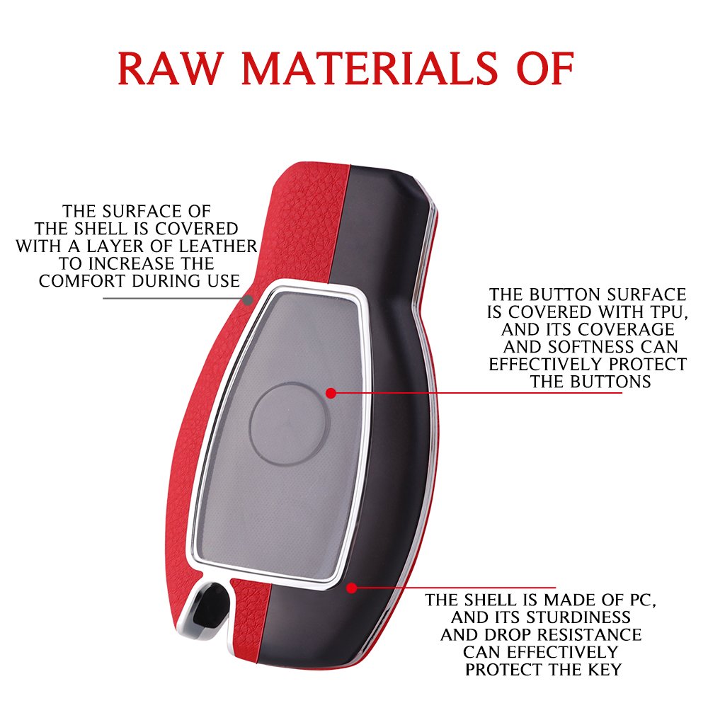 For Mercedes Benz leather Key Fob Cover 2/3 button key shell fit for Benz c200l/gla200/glc260/glk/V Class/e300 key cover