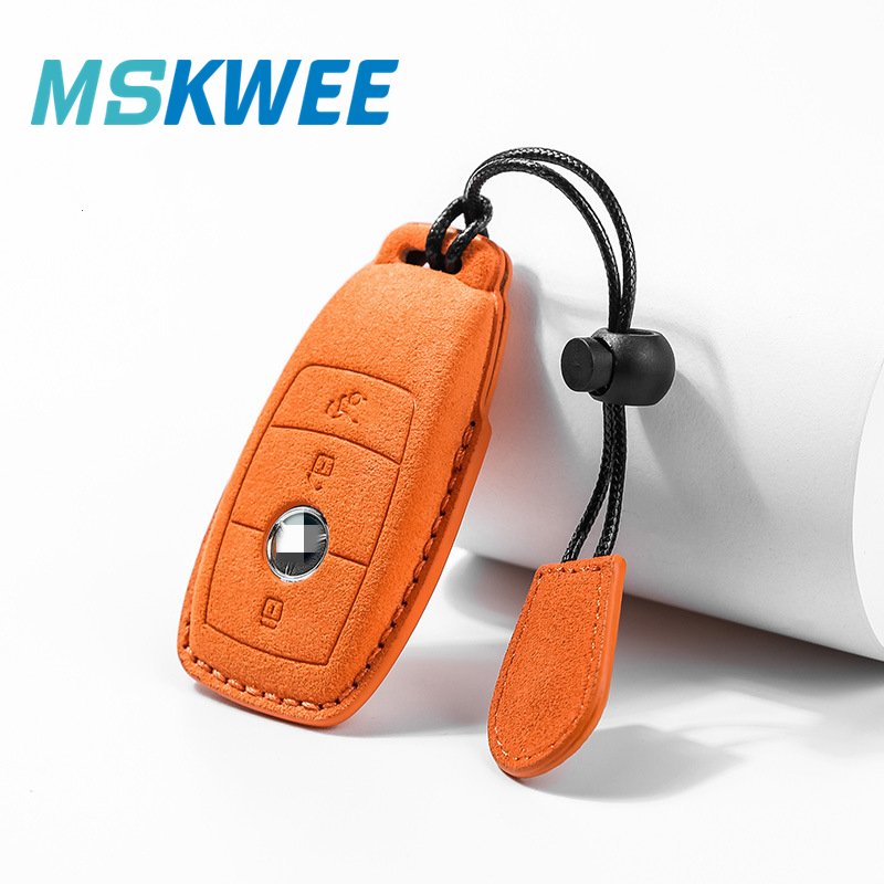 New Style Leather Car Key Case for Mercedes Benz 3 Buttons 4 Buttons Car Key Fob Cover Keychain Suede Accessories