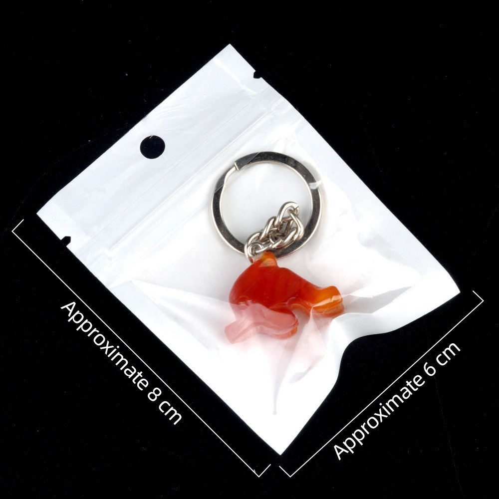 Hand Carved Dolphin Key Ring Natural Gemstone Dolphin Stainless Steel Keychain Car Bag Accessories Sea Animal Love Cute Gifts