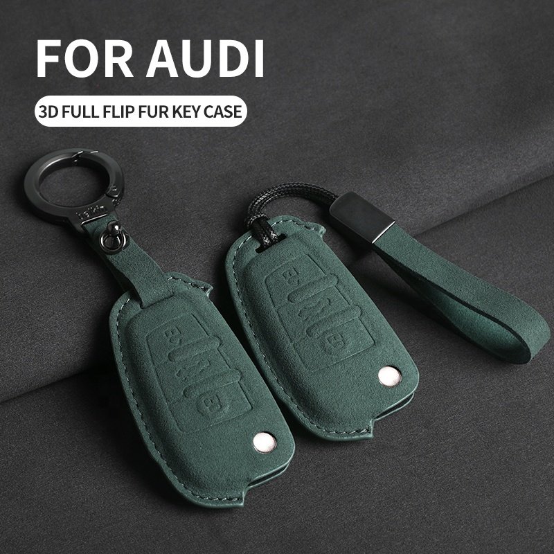 3D Fur Soft Texture 3-Color Double Button High Temperature Hot Press Button Set Fashion Car Key Accessories for Audi