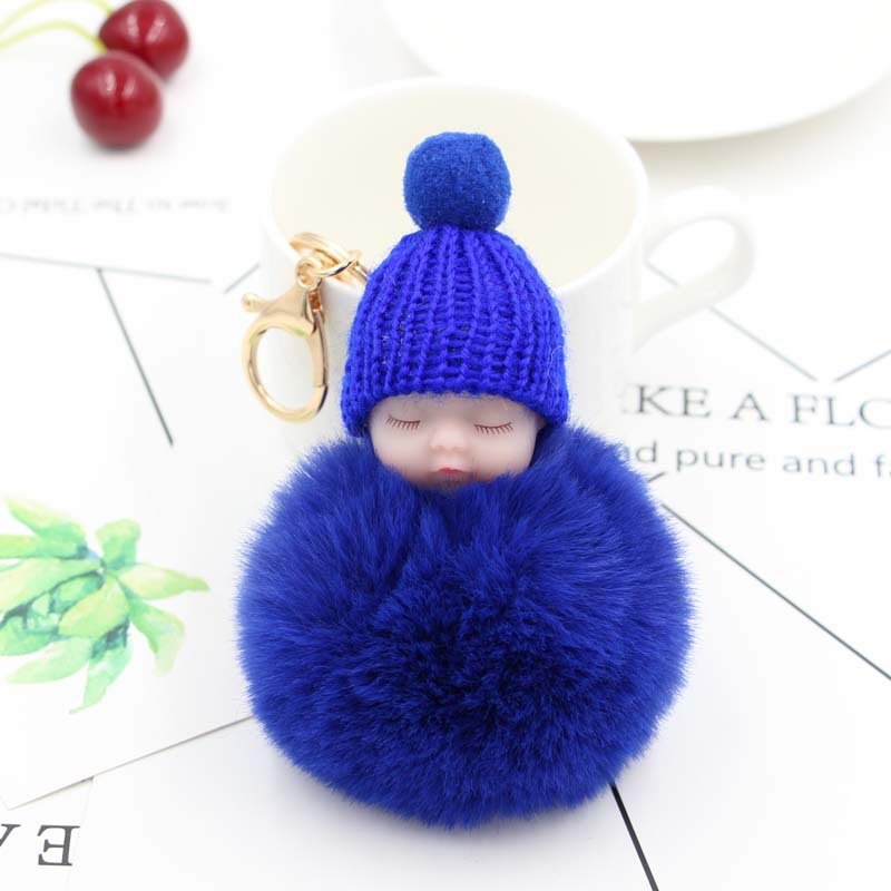 Factory 8CM Bag charm Accessories Cute Puff Key Rings Pom pom plush Key chains Gifts Coloful Puff Ball Fur Keychain with pearl