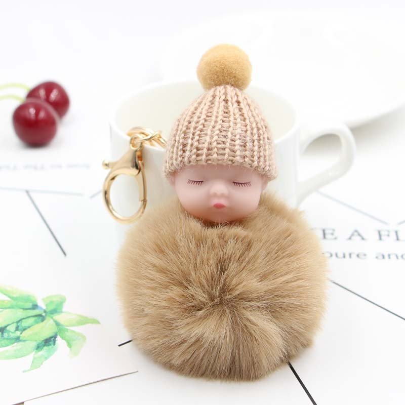 Factory 8CM Bag charm Accessories Cute Puff Key Rings Pom pom plush Key chains Gifts Coloful Puff Ball Fur Keychain with pearl