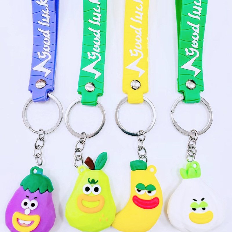 2024 Cartoon Snake Keychain 3D Rubber Cute Bear Doll Keyring Bag Backpack Charm Pendant Couple Key Chain Accessories - Mixed