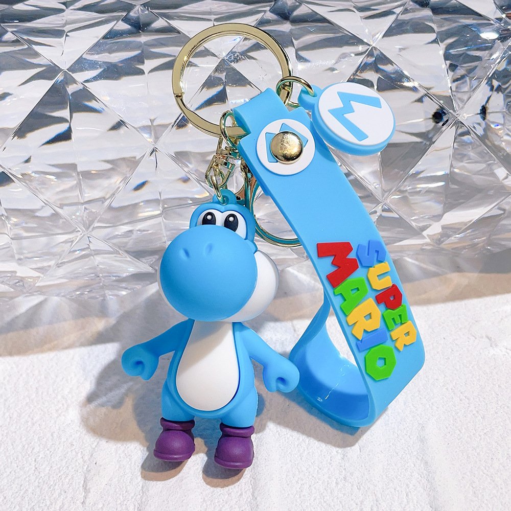 Cartoon 3D PVC Anime Super Marios Bros Keychains Mushroom Luigi Yoshi Key Chain Key Ring Promotional Gift Rubber Keychain Custom