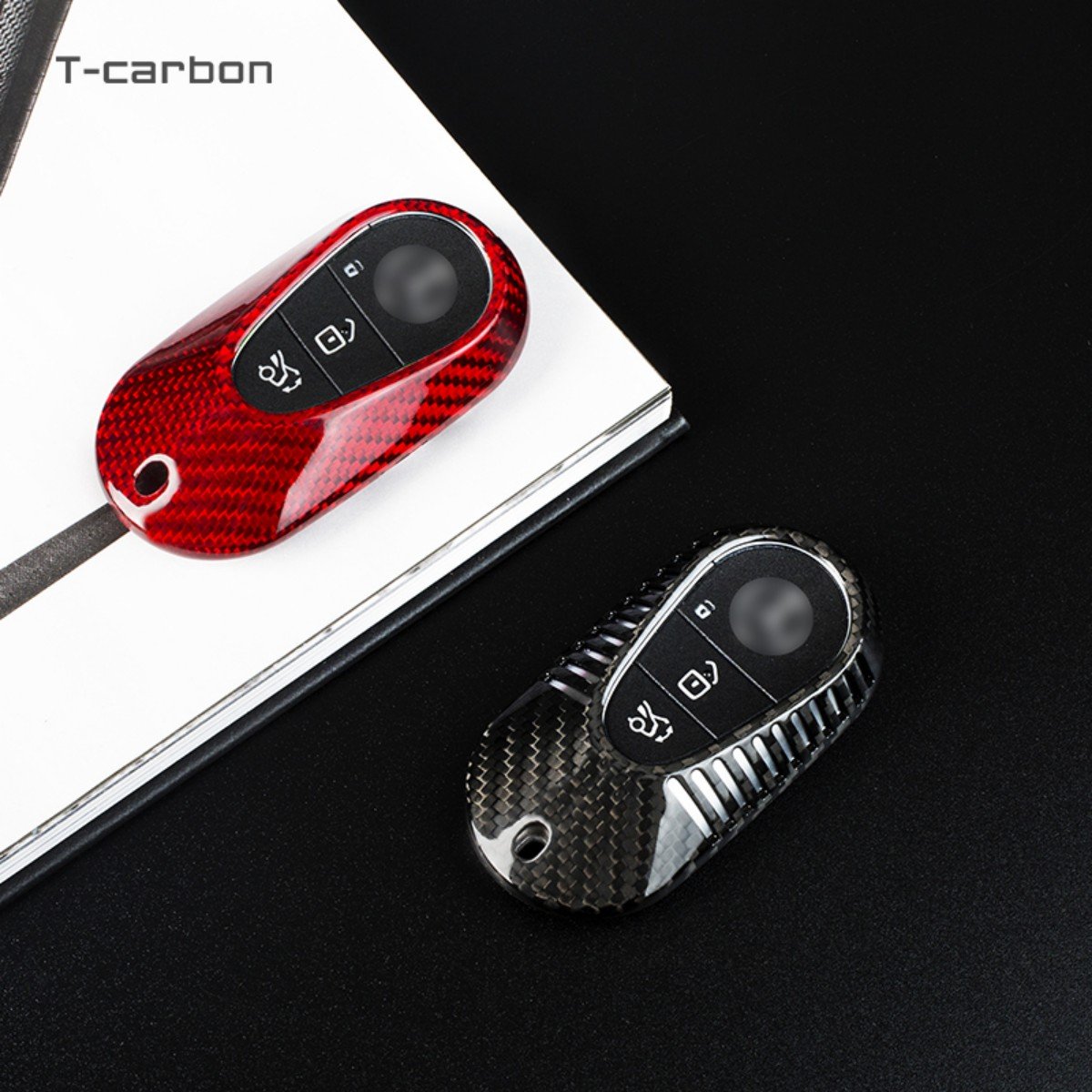 Car Key Cases For Benz S 400L Carbon Fiber Car Key Case Interior Accessories T-carbon Key Cover Fashion Styling Car Key Cover