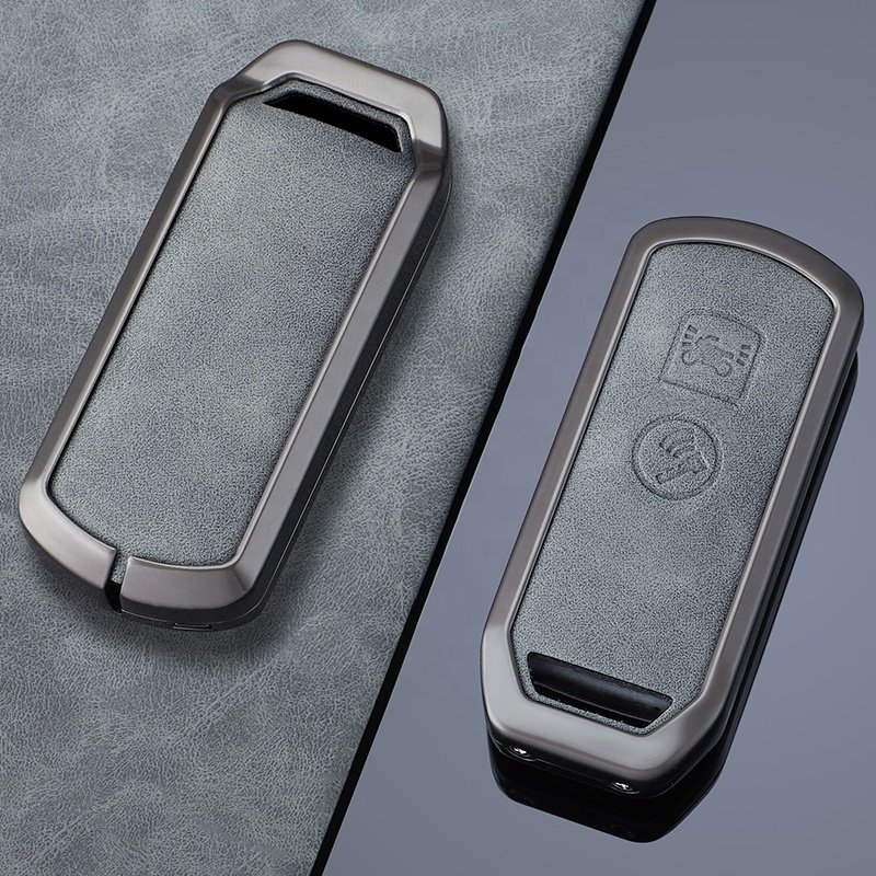 Zinc Alloy+Leather Car Key Shell Case Remote Cover Wear-resisting Key Fob Holder Compatible with Motorcycle Accessories
