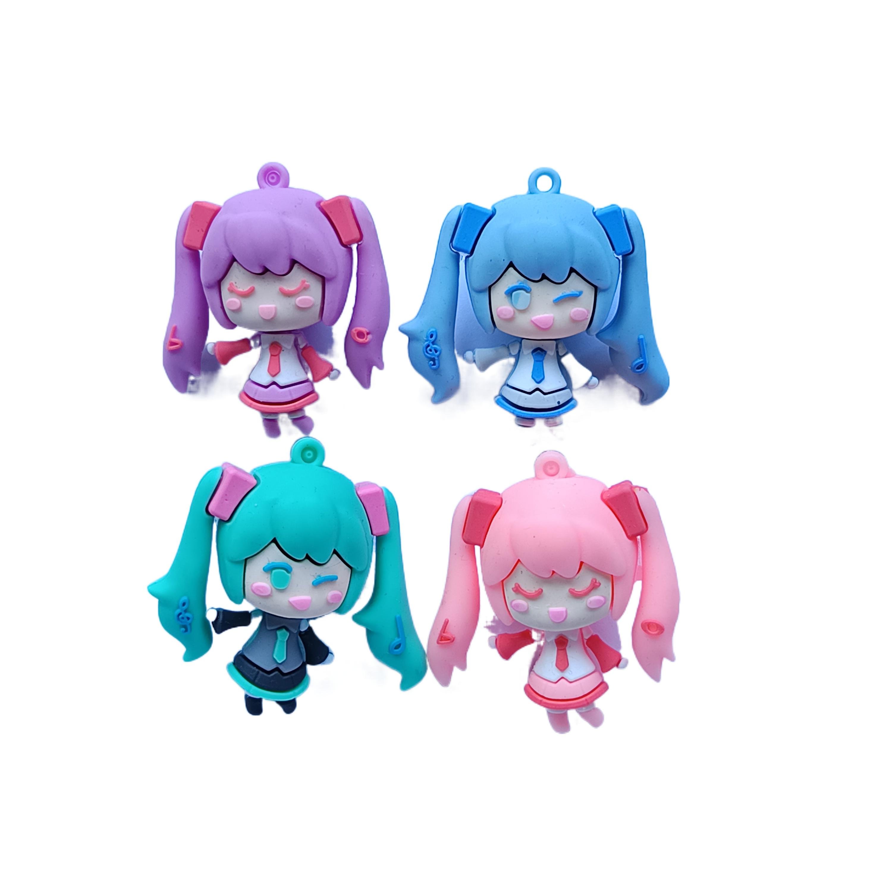 Factory Customization wholesale PVC cartoon anime character Figure Miku keychain doll key ring accessories Car Pendant