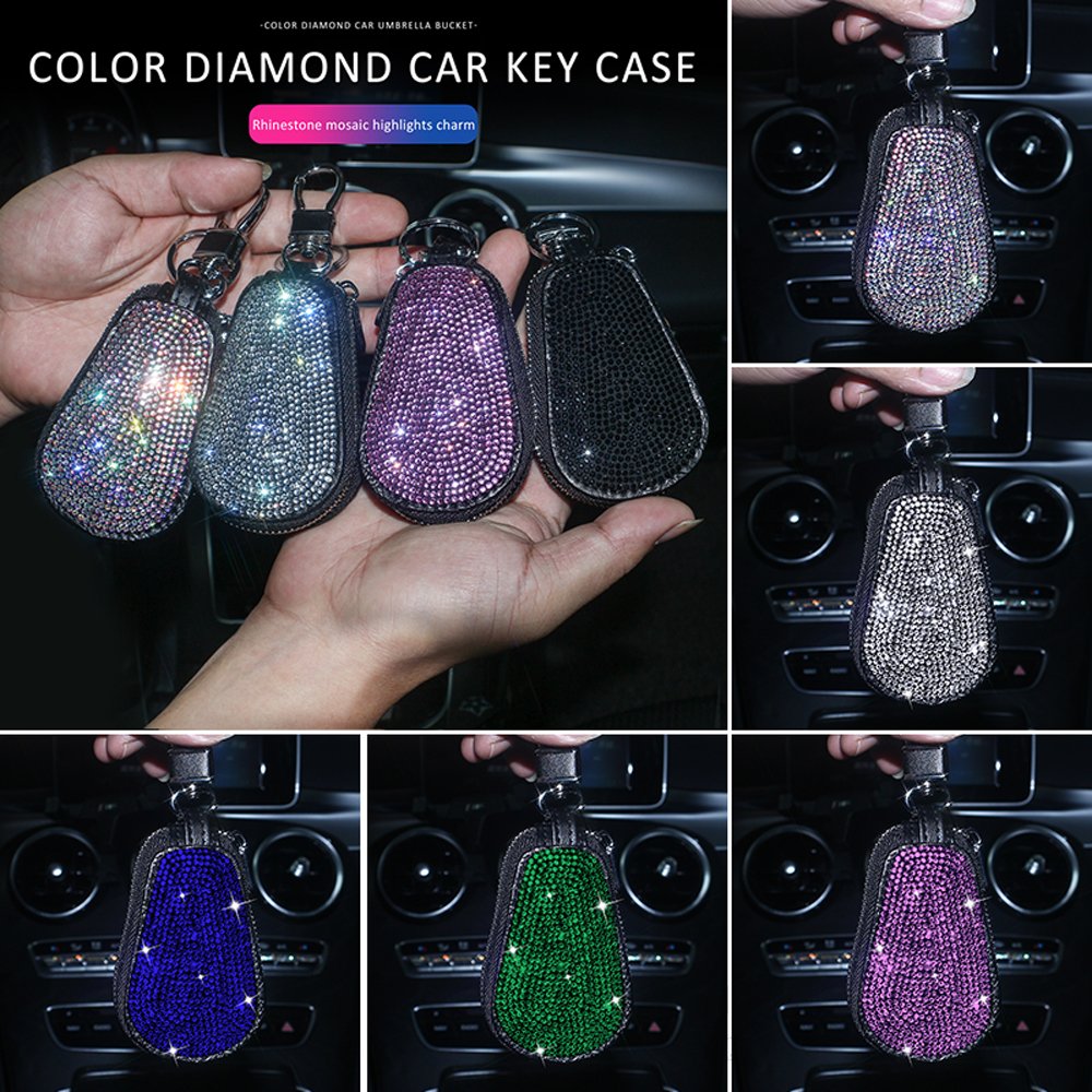 Universal Interior Car Key Accessories Colorful Luxury Diamond Car Key Holder Wallet Key Case