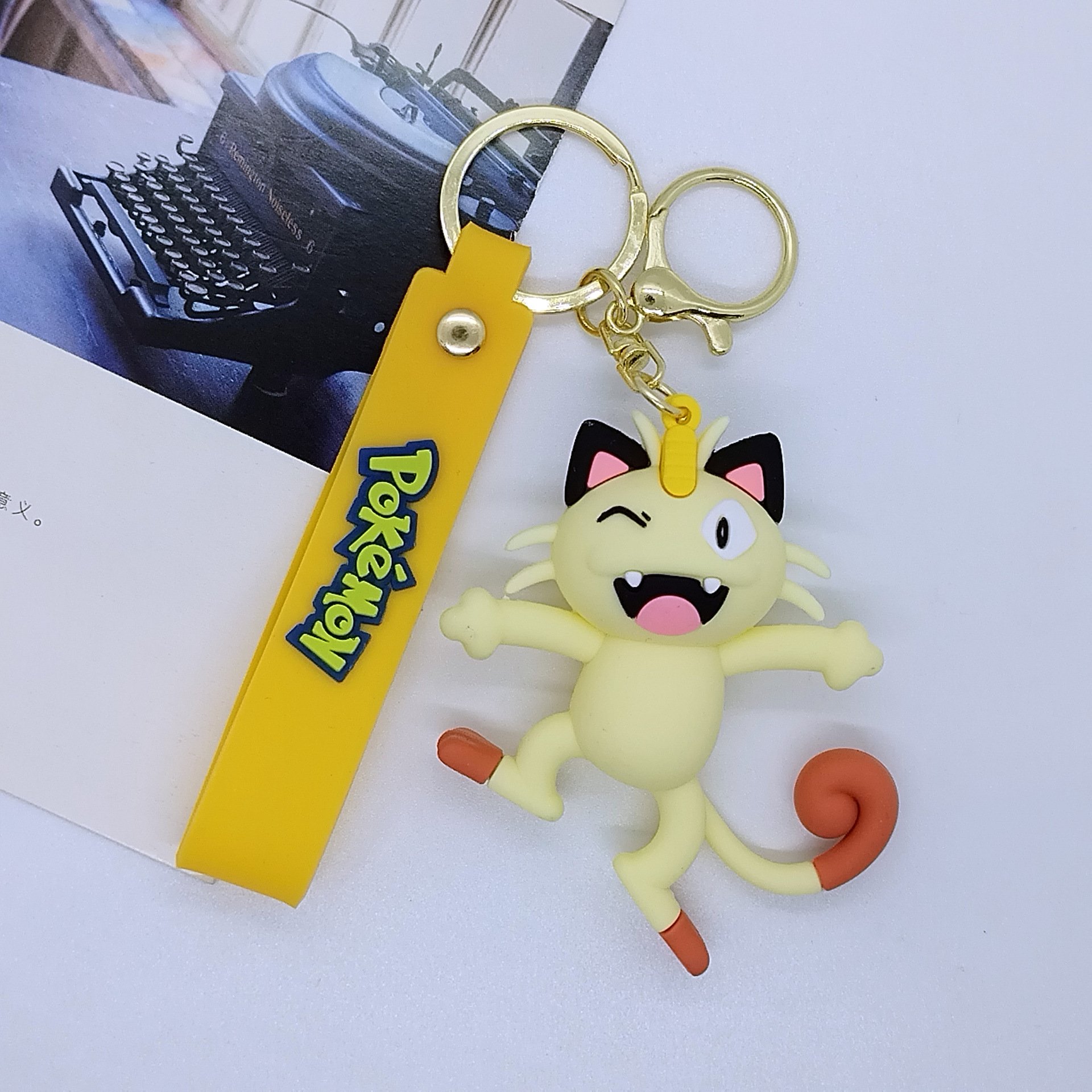 Lovely Cartoon Poke Keychain Car Key Accessories 3D Doll Pendant Rubber Key Chain Promotional Gifts Wholesale Keychains Custom