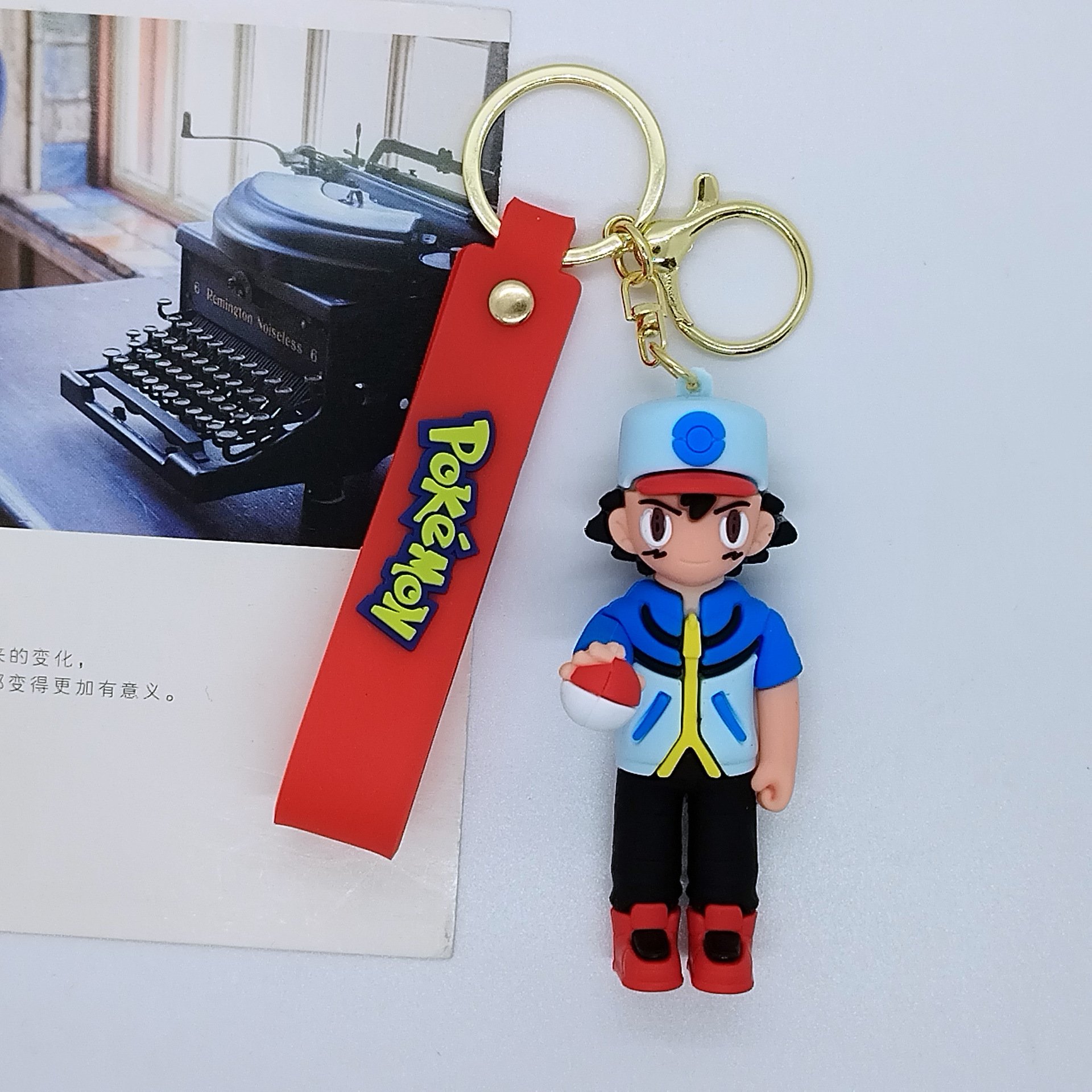 Lovely Cartoon Poke Keychain Car Key Accessories 3D Doll Pendant Rubber Key Chain Promotional Gifts Wholesale Keychains Custom