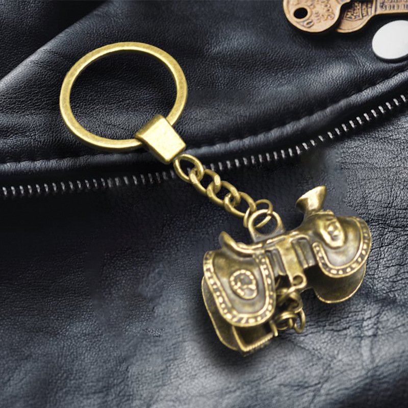 Antique creative Saddle Metal key chain A man's key chain Car key accessories decoration promotional gifts