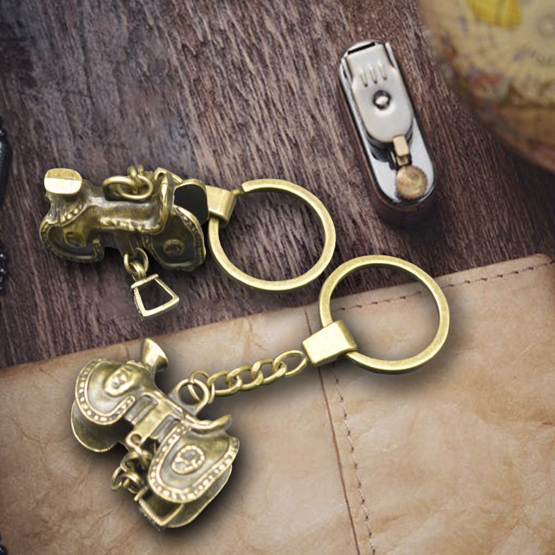 Antique creative Saddle Metal key chain A man's key chain Car key accessories decoration promotional gifts