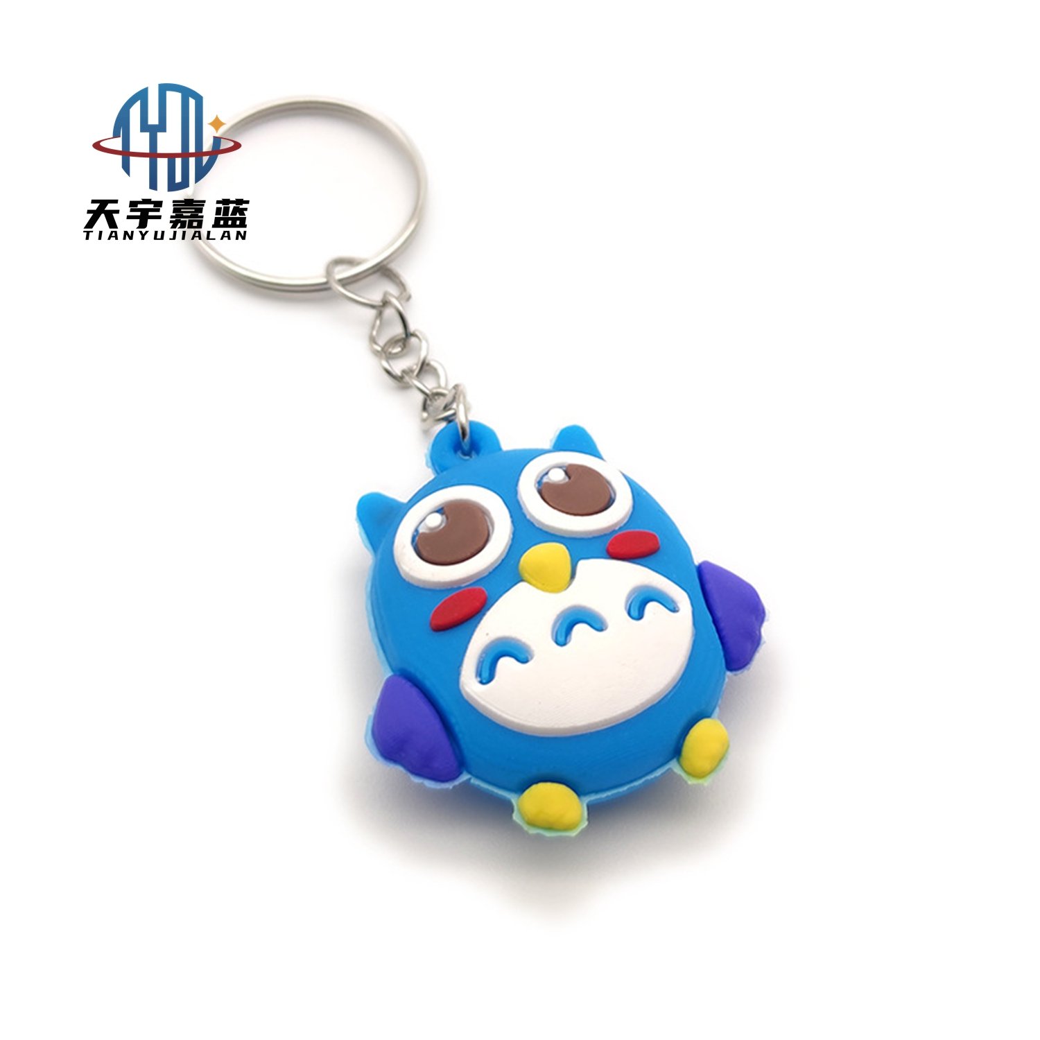 Tianyu 3D Soft Pvc Cute Cartoon Owl Keychains Anime Rubber Key Chains Accessories Wholesale Custom Keychain For Kid