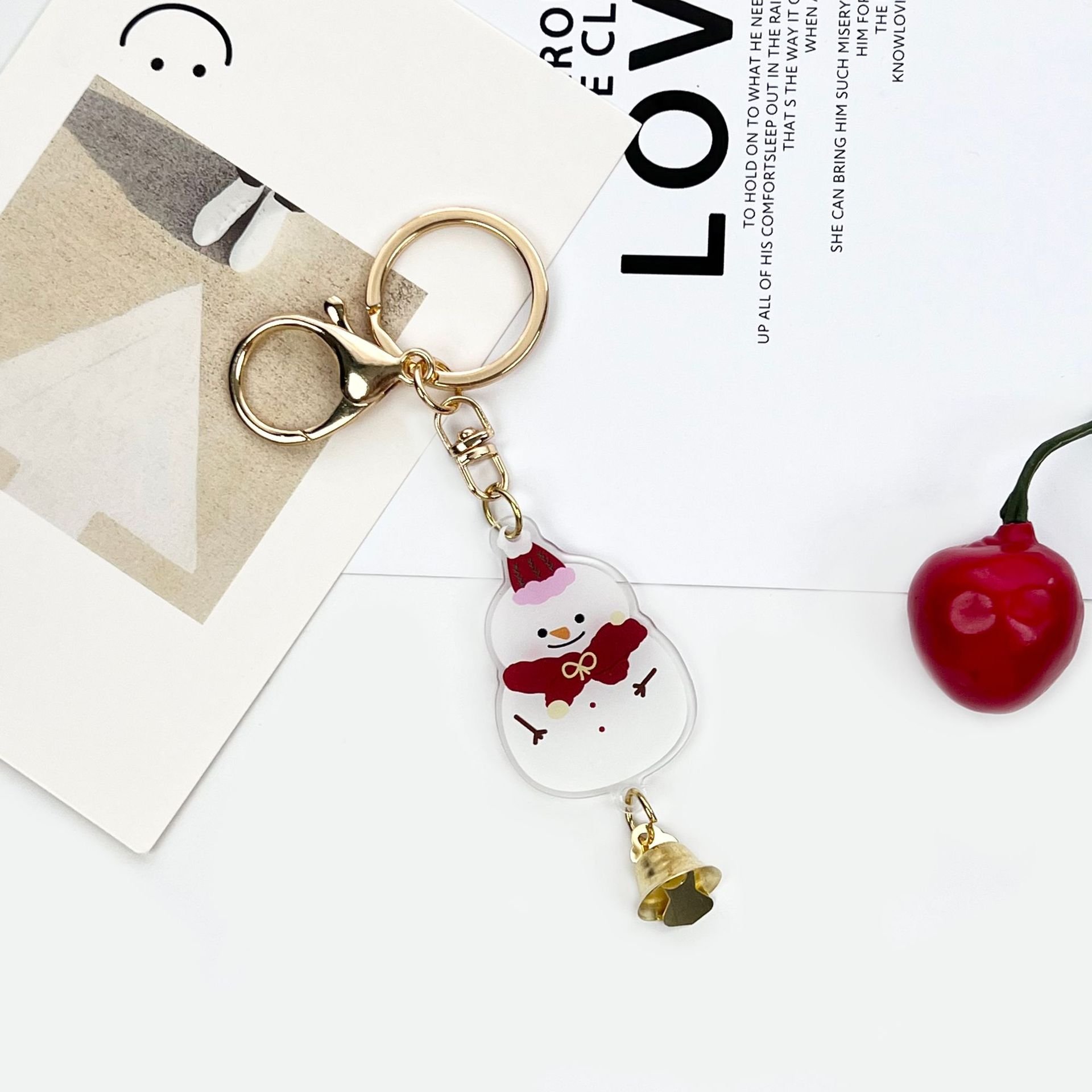 Christmas Custom printed acrylic charms clear glitter epoxy hologram acrylic keychain bulk wholesale cute key chain acrylic