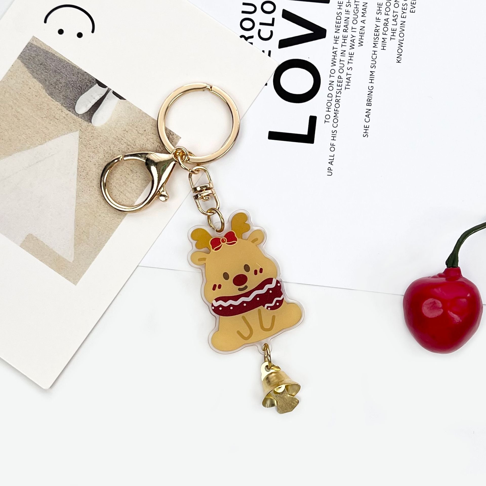 Christmas Custom printed acrylic charms clear glitter epoxy hologram acrylic keychain bulk wholesale cute key chain acrylic