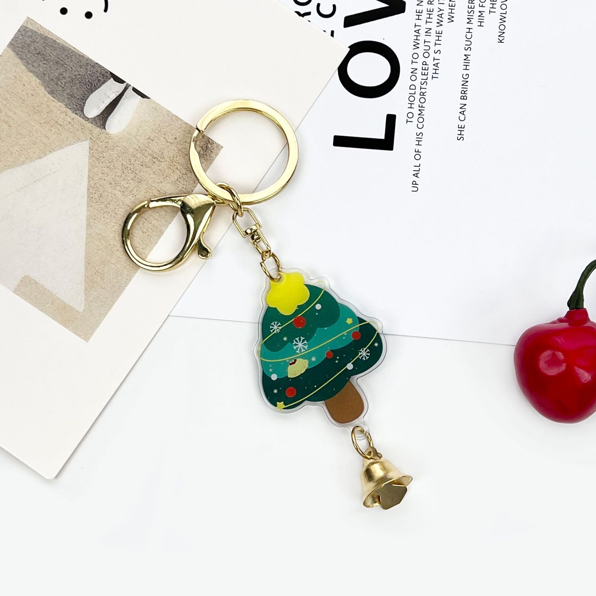 Christmas Custom printed acrylic charms clear glitter epoxy hologram acrylic keychain bulk wholesale cute key chain acrylic
