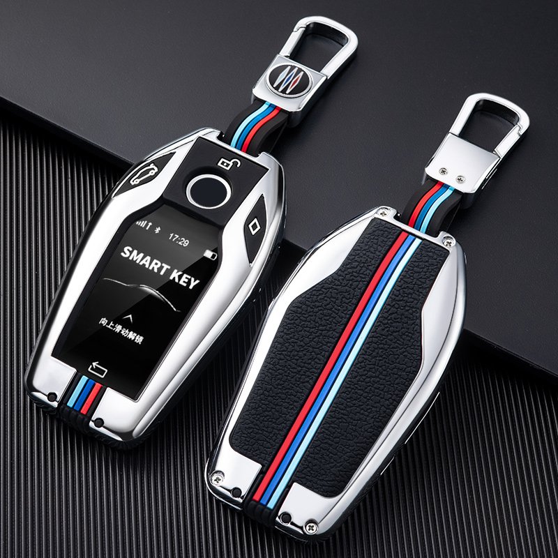 Custom Car Key Accessories Zinc Alloy+Silicone Car Key Case Cover Remote Key Shell Protector Fit for Bmw X1 X3 X5 X6