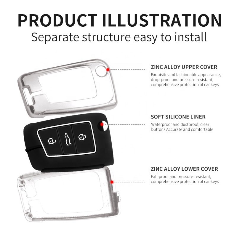 Wholesale Hot Sale Gun Metal Car Key Cover Case Premium Accessories for Cars