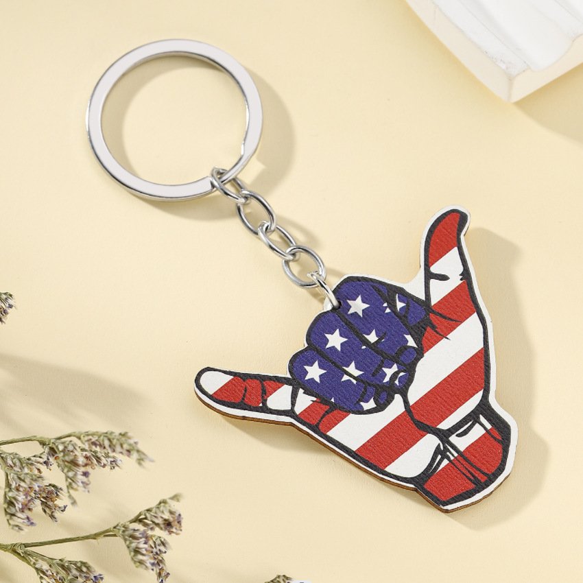 New Design American Flag Keychain Eagle Keychain Personalised Wooden Keychain Independence Day Souvenir Car Pendant Decoration