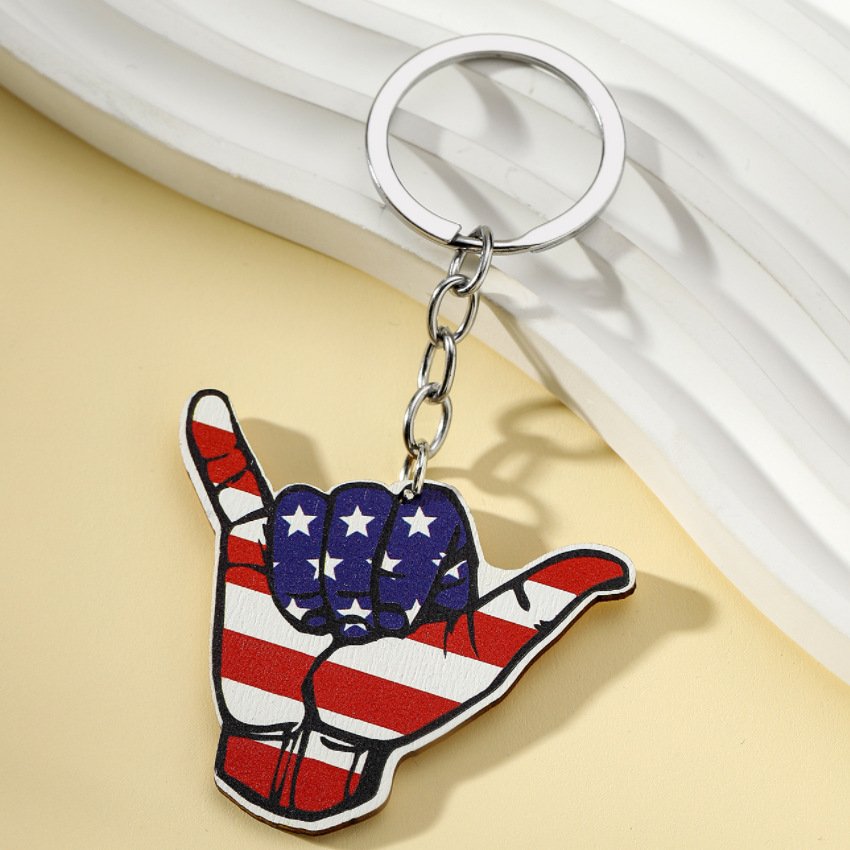 New Design American Flag Keychain Eagle Keychain Personalised Wooden Keychain Independence Day Souvenir Car Pendant Decoration