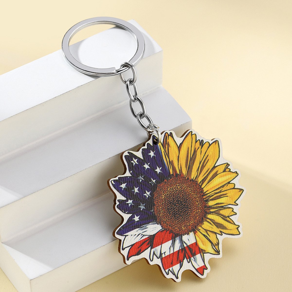 New Design American Flag Keychain Eagle Keychain Personalised Wooden Keychain Independence Day Souvenir Car Pendant Decoration