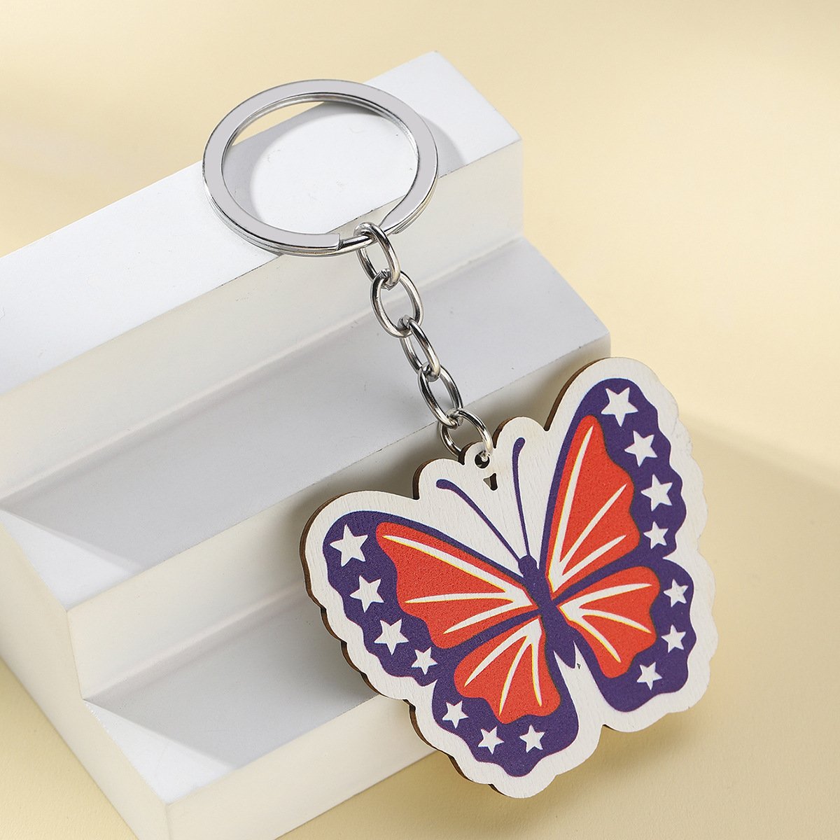 New Design American Flag Keychain Eagle Keychain Personalised Wooden Keychain Independence Day Souvenir Car Pendant Decoration