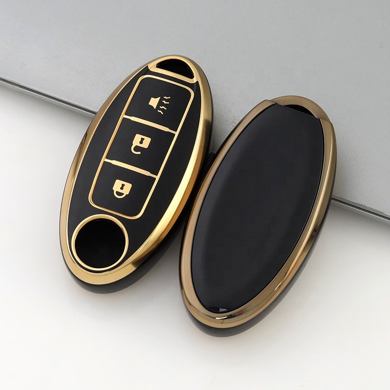 Gold Edge car key case cover For Nissan note Qashqai Pathfinder Rogue Versa Murano Infiniti Q50 accessories Car Key holder