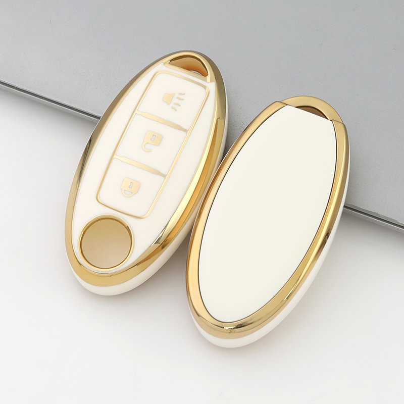 Gold Edge car key case cover For Nissan note Qashqai Pathfinder Rogue Versa Murano Infiniti Q50 accessories Car Key holder