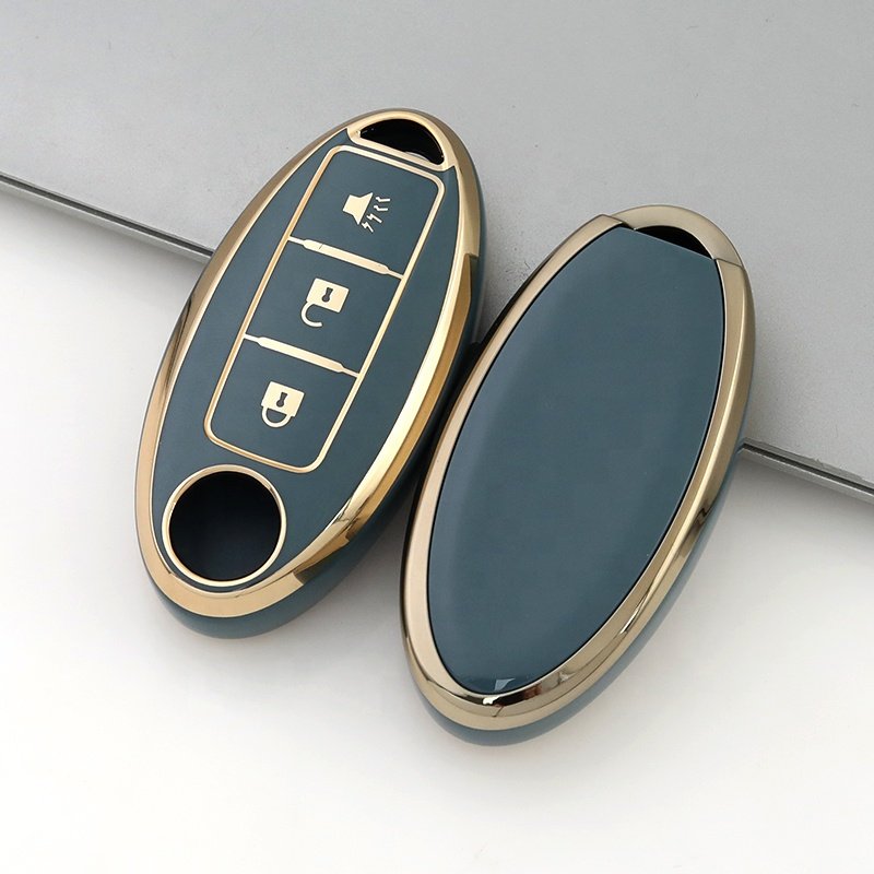 Gold Edge car key case cover For Nissan note Qashqai Pathfinder Rogue Versa Murano Infiniti Q50 accessories Car Key holder