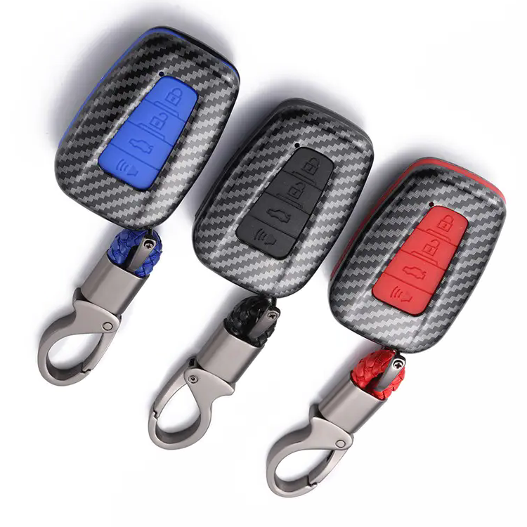 NEW Carbon Fiber Car Smart Key Fob Chain Case Cover For Toyota Camry Corolla Avalon 86 C-HR Highlander Kluger Mirai Prius RAV4