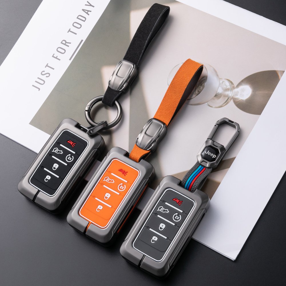 5 Buttons Auto llave Caso Leather Car Smart Key Case Cover For Jeep Renegade Shell Fob Accessaries