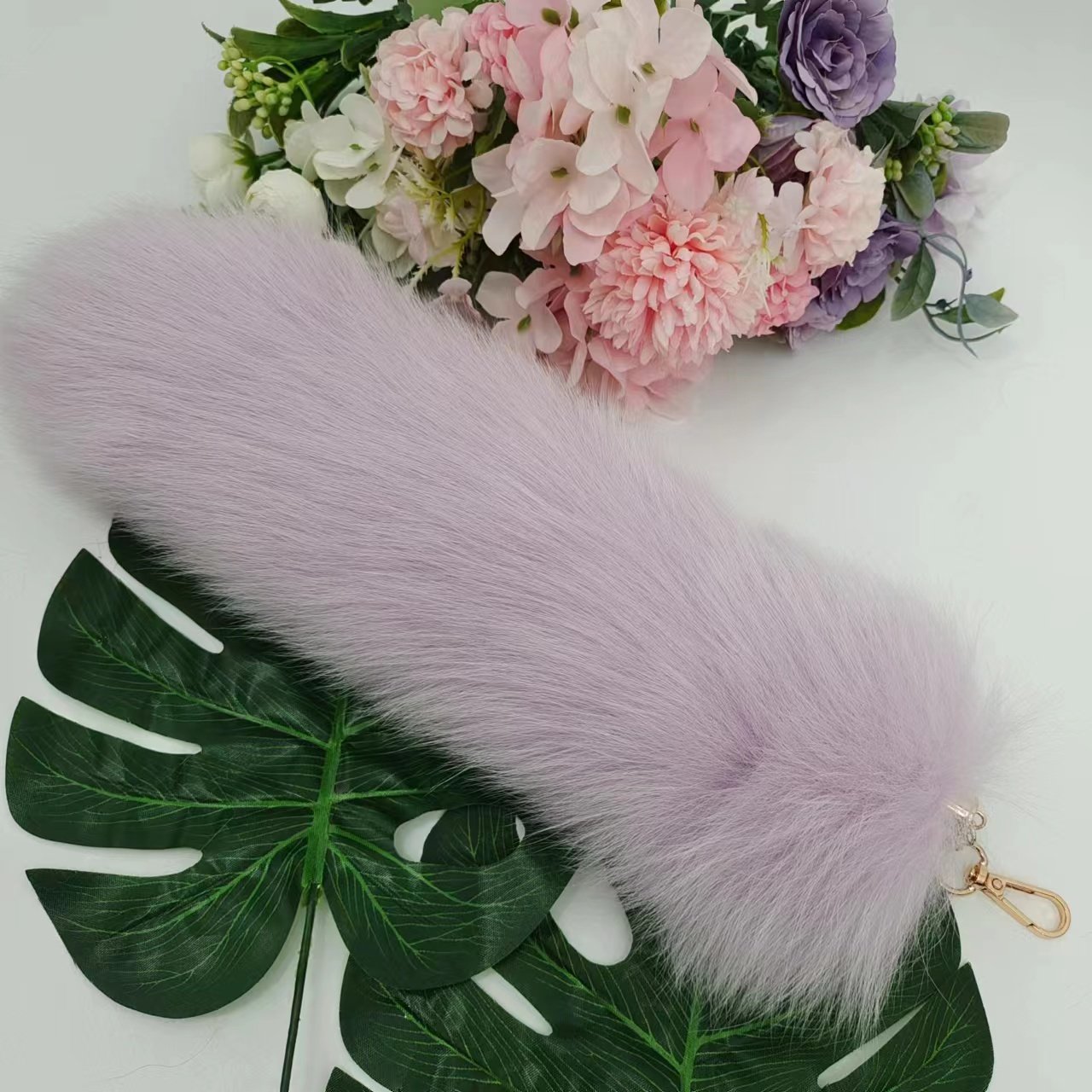 wangwufurWholesale Real Fox tail 35-40CM fluffy fox tail animal fur tail decorative accessories key chain