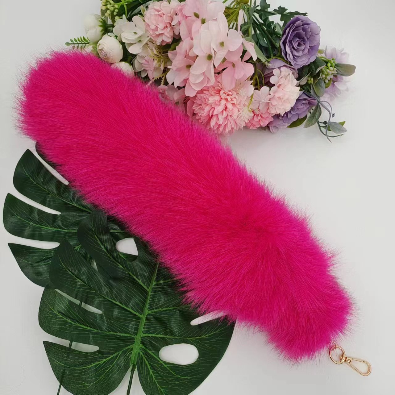 wangwufurWholesale Real Fox tail 35-40CM fluffy fox tail animal fur tail decorative accessories key chain