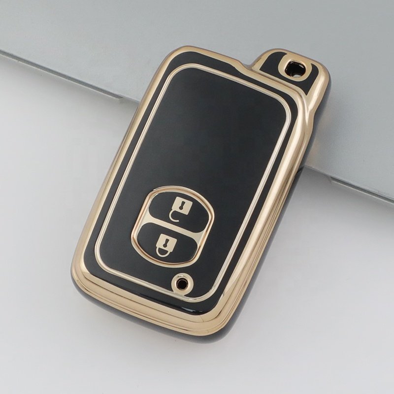 Soft TPU Car Key Cover For Toyota Avensis Land Cruiser Prado 150 Key Accessories Gold Edge Car Key Case