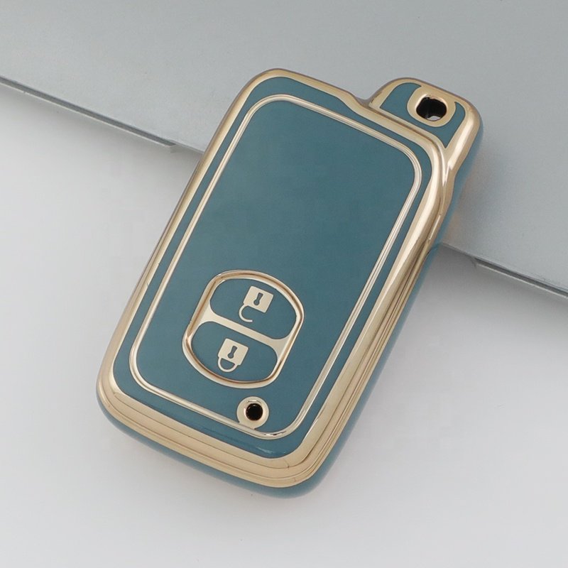 Soft TPU Car Key Cover For Toyota Avensis Land Cruiser Prado 150 Key Accessories Gold Edge Car Key Case