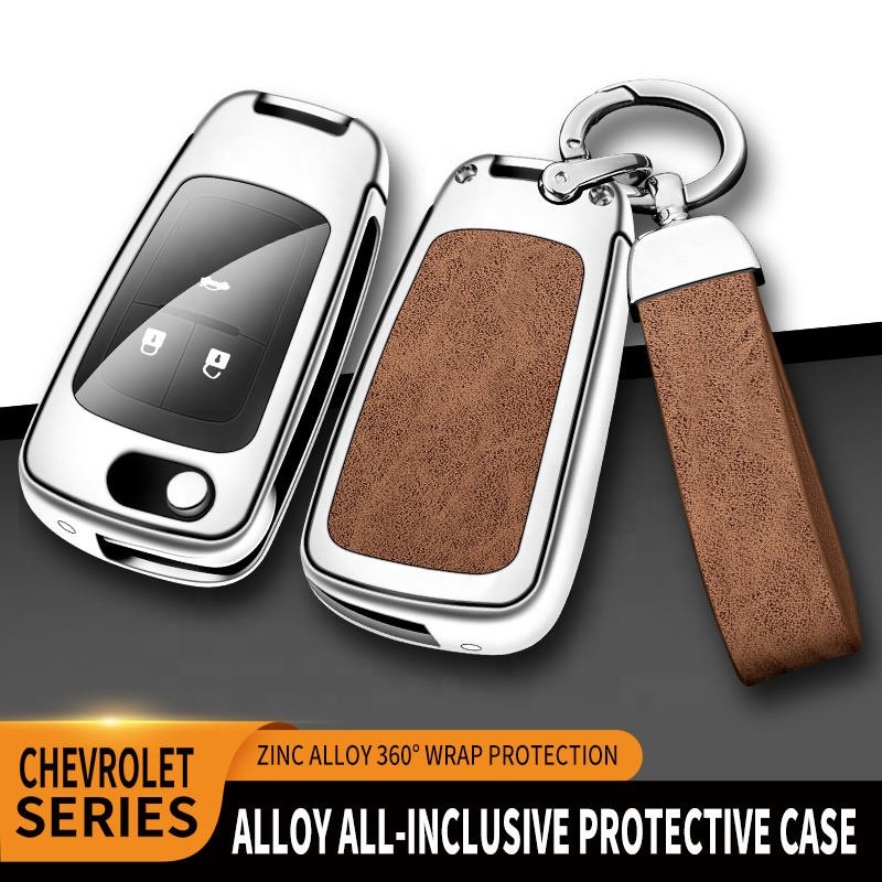 Zinc Alloy Leather Custom Car Logo 2/3/4/5 Buttons Car Key Cover Case For Chevrolet Cruze Epica Lova Camaro Impala Smart Keyring