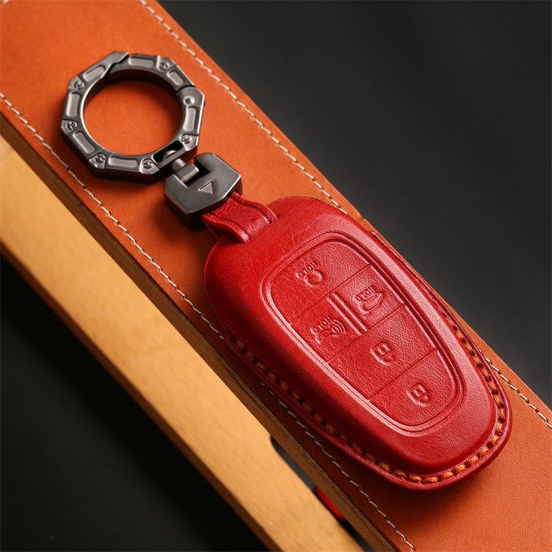 Genuine Leather Car Key Case Cover for Hyundai 7-Tasten Ioniq 5 Tucson NX4 Santafe Key Case Accessories Handmade Car key Shell