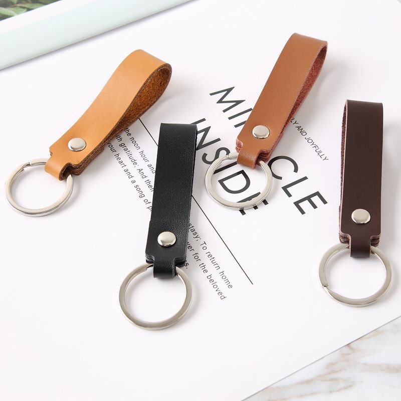 Customized Vintage Genuine Leather Keychain Holder Wholesale Handmade Leather Car Holder Keychain Accessories
